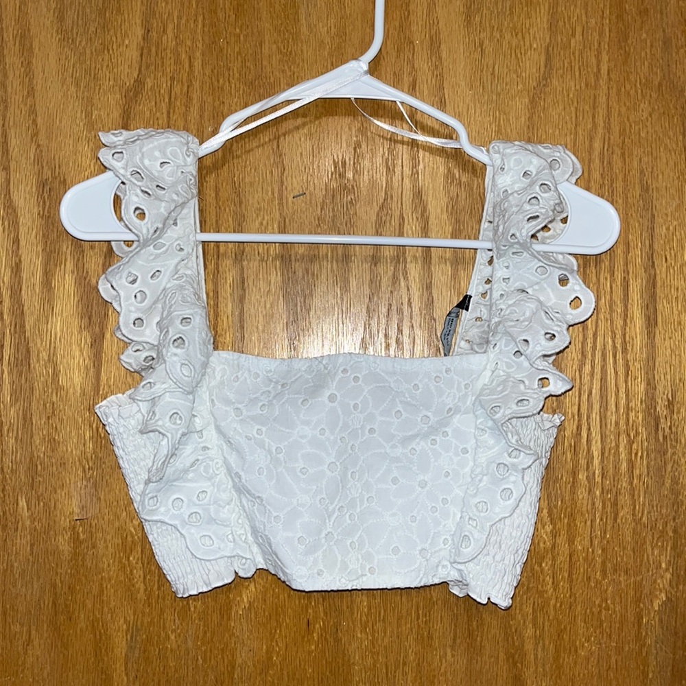 Zara crop top/bralette top with eyelet/floral detail
